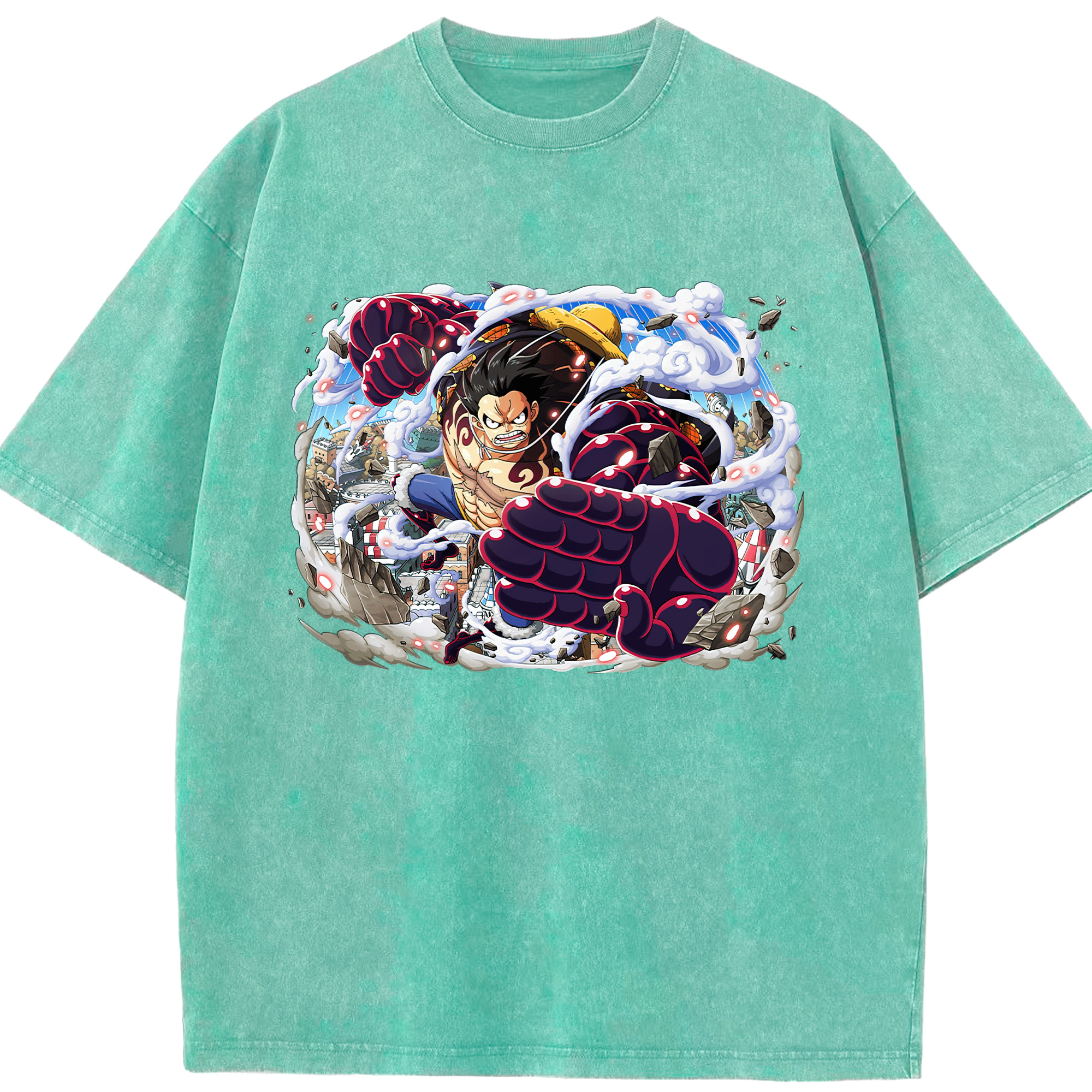 ワンピース モンキー・D・ルフィ ONE PIECE Monkey D. Luffy 綿100% ヴィンテージ風 半袖Tシャツ（フロントプリント）
